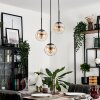 GASTOR Pendant Light - glass Amber, clear, 3-light sources