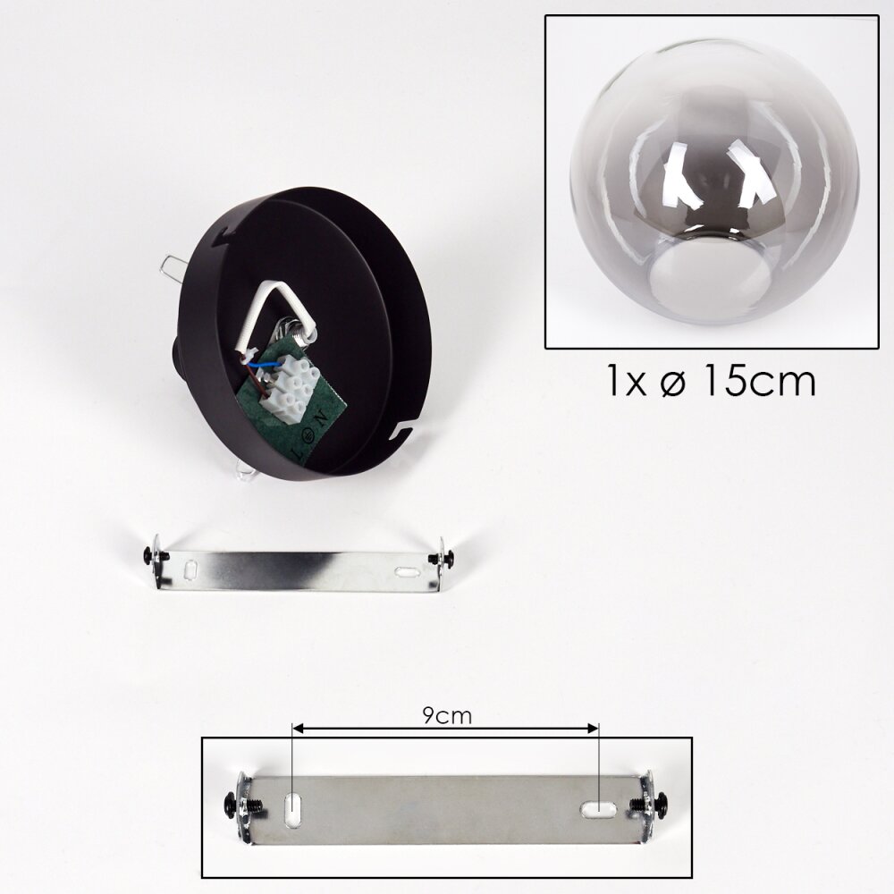 GASTOR Ceiling Light - glass clear, Smoke-coloured, 1-light source