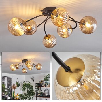 CHEHALIS Ceiling Light - glass gold, black, 6-light sources