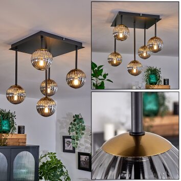 CHEHALIS Ceiling Light - glass gold, black, 5-light sources