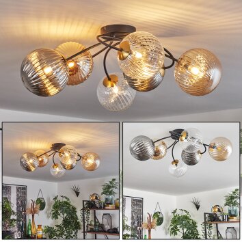 CHEHALIS Ceiling Light - glass gold, black, 6-light sources