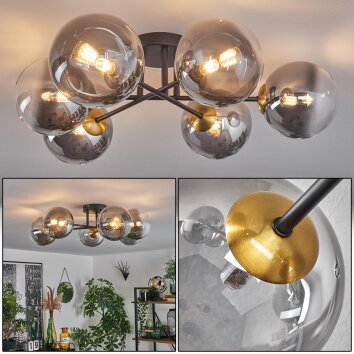 Chehalis Ceiling Light - glass 15 cm gold, black, 6-light sources