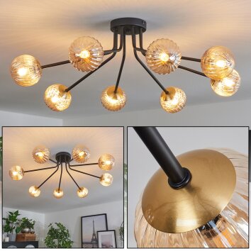 Chehalis Ceiling Light - glass 10 cm gold, black, 8-light sources