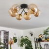 Chehalis Ceiling Light - glass 12 cm, 15 cm gold, black, 6-light sources