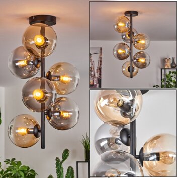 Gastor Ceiling Light - glass 15 cm Amber, clear, Smoke-coloured, 6-light sources