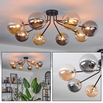 Chehalis Ceiling Light - glass 15 cm gold, black, 8-light sources