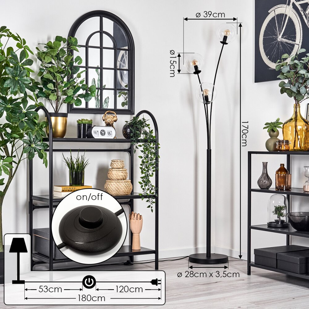 Gastor Floor Lamp - glass 15 cm clear, 3-light sources