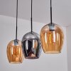 Vevino pendant light Amber, chrome, 3-light sources