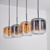 Lauden hanging light Amber, clear, Smoke-coloured, 4-light sources