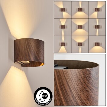 Tamarin outdoor wall light, Up & Down Light, wall light LED Wood like finish, black, 1-light source