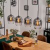 Vevino pendant light clear, Smoke-coloured, 4-light sources