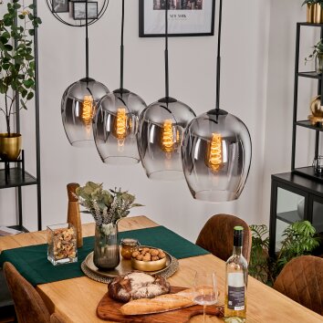 Vevino pendant light clear, Smoke-coloured, 4-light sources