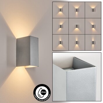 Hoods outdoor wall light, Up & Down Light, wall light LED silver, 1-light source