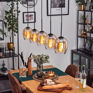 Vevino pendant light Amber, clear, 5-light sources