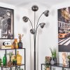 Gastor floor lamp chrome, clear, Smoke-coloured, 5-light sources