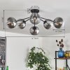 Gastor ceiling light 74 cm clear, Smoke-coloured, 6-light sources