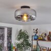 Boza ceiling light chrome, clear, Smoke-coloured, 1-light source