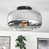 Boza ceiling light chrome, clear, Smoke-coloured, 1-light source