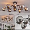 Gastor ceiling light chrome, Smoke-coloured, 12-light sources