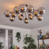 Gastor ceiling light chrome, Smoke-coloured, 12-light sources