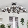 Gastor ceiling light chrome, Smoke-coloured, 12-light sources