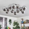 Gastor ceiling light chrome, Smoke-coloured, 12-light sources