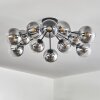 Gastor ceiling light 91 cm clear, Smoke-coloured, 12-light sources