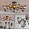 Gastor ceiling light 91 cm chrome, clear, Smoke-coloured, 12-light sources