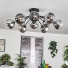 Gastor ceiling light 91 cm chrome, clear, Smoke-coloured, 12-light sources