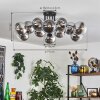 Gastor ceiling light 91 cm chrome, clear, Smoke-coloured, 12-light sources