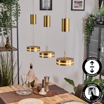 Dingersjo hanging light, pendant light LED brass, 3-light sources