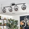 Gastor ceiling light chrome, Smoke-coloured, 4-light sources