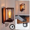 Portalis outdoor wall light brown, Wood like finish, black, 1-light source, Motion sensor