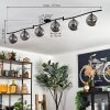 Gastor ceiling light, globe light chrome, Smoke-coloured, 6-light sources