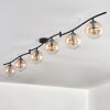 Gastor ceiling light, globe light Amber, clear, 6-light sources