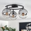 Gastor ceiling light, globe light clear, Smoke-coloured, 3-light sources