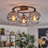 Gastor ceiling light, globe light clear, Smoke-coloured, 3-light sources