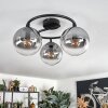 Gastor ceiling light, globe light clear, Smoke-coloured, 3-light sources