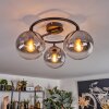 Gastor ceiling light, globe light clear, Smoke-coloured, 3-light sources