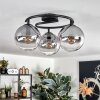 Gastor ceiling light, globe light clear, Smoke-coloured, 3-light sources