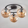 Gastor ceiling light, globe light Amber, 3-light sources