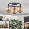 Gastor ceiling light, globe light Amber, 3-light sources