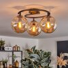 Gastor ceiling light, globe light Amber, 3-light sources