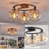 Gastor ceiling light, globe light Amber, clear, 3-light sources