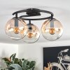 Gastor ceiling light, globe light Amber, clear, 3-light sources