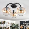 Gastor ceiling light, globe light Amber, clear, 3-light sources