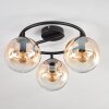 Gastor ceiling light, globe light Amber, clear, 3-light sources