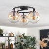 Gastor ceiling light, globe light Amber, clear, 3-light sources