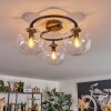 Gastor ceiling light, globe light clear, 3-light sources