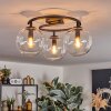 Gastor ceiling light, globe light clear, 3-light sources